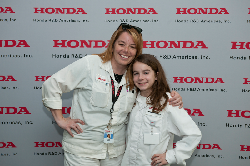 Martin and her daughter pose for a photo at Honda R&D’s annual “Take Your Child to Work Day” program.